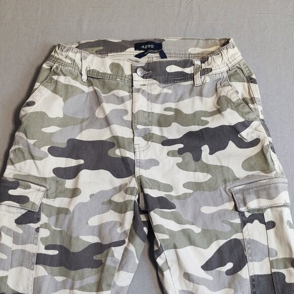 Aeropostale Aero high-rise relaxed jogger cargo pants women's M grey camouflage - Picture 2 of 15